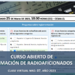 CURSO ABIERTO DE FORMACIÓN DE RADIOAFICIONADOS, CLASE VIRTUAL NRO. 07, AÑO 2023