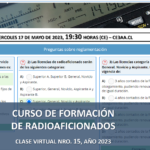 CURSO DE FORMACIÓN DE RADIOAFICIONADOS, CLASE VIRTUAL NRO. 15, AÑO 2023