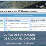 CURSO DE FORMACIÓN DE RADIOAFICIONADOS, CLASE VIRTUAL NRO. 16, AÑO 2023