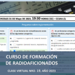 CURSO DE FORMACIÓN DE RADIOAFICIONADOS, CLASE VIRTUAL NRO. 19, AÑO 2023