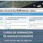 CURSO DE FORMACIÓN DE RADIOAFICIONADOS, CLASE VIRTUAL NRO. 23, AÑO 2023