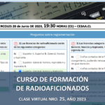 CURSO DE FORMACIÓN DE RADIOAFICIONADOS, CLASE VIRTUAL NRO. 25, AÑO 2023