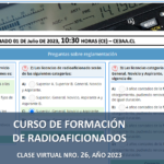 CURSO DE FORMACIÓN DE RADIOAFICIONADOS, CLASE VIRTUAL NRO. 26, AÑO 2023