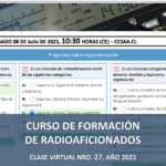 CURSO DE FORMACIÓN DE RADIOAFICIONADOS, CLASE VIRTUAL NRO. 27, AÑO 2023