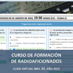 CURSO DE FORMACIÓN DE RADIOAFICIONADOS, CLASE VIRTUAL NRO. 32, AÑO 2023