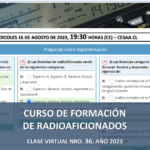 CURSO DE FORMACIÓN DE RADIOAFICIONADOS, CLASE VIRTUAL NRO. 36, AÑO 2023