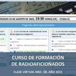 CURSO DE FORMACIÓN DE RADIOAFICIONADOS, CLASE VIRTUAL NRO. 38, AÑO 2023