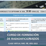 CURSO DE FORMACIÓN DE RADIOAFICIONADOS, CLASE VIRTUAL NRO. 46, AÑO 2023