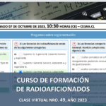 SUSPENDIDA: CURSO DE FORMACIÓN DE RADIOAFICIONADOS, CLASE VIRTUAL NRO. 49, AÑO 2023