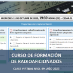 CURSO DE FORMACIÓN DE RADIOAFICIONADOS, CLASE VIRTUAL NRO. 49, AÑO 2023