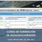 CURSO DE FORMACIÓN DE RADIOAFICIONADOS, CLASE VIRTUAL NRO. 53, AÑO 2023