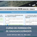 CURSO DE FORMACIÓN DE RADIOAFICIONADOS, CLASE VIRTUAL NRO. 55, AÑO 2023