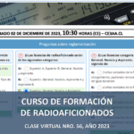 CURSO DE FORMACIÓN DE RADIOAFICIONADOS, CLASE VIRTUAL NRO. 56, AÑO 2023