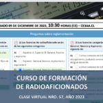 CURSO DE FORMACIÓN DE RADIOAFICIONADOS, CLASE VIRTUAL NRO.57, AÑO 2023